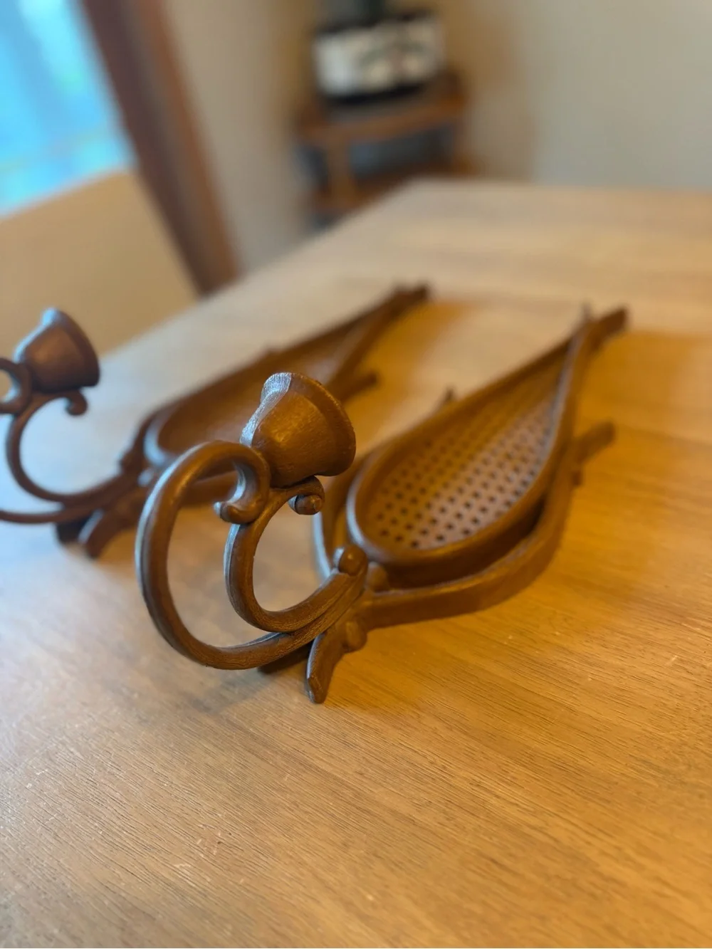 Vintage Used 1981 Homco Caned Back Candle Sconces: Syroco-Style  Wall Decor
